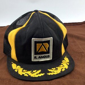 Victory Caps - R. Angus Vintage Trucker Hat - Black  Gold - Scrambled Egg Brim